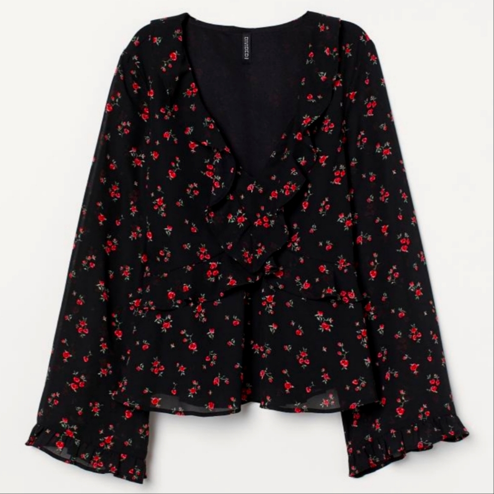 H&M Divided Flower Flair blouse XL